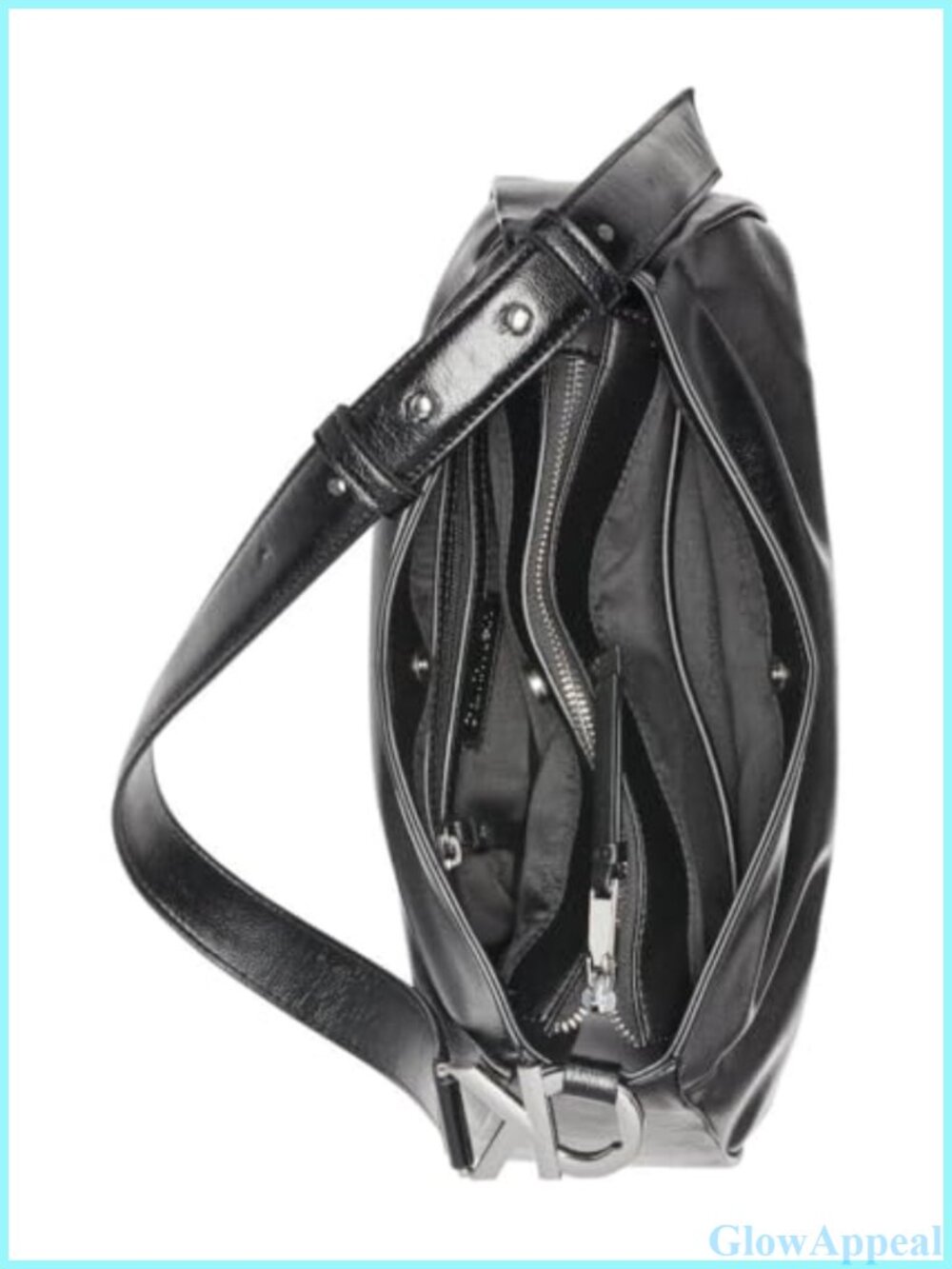 Vegan Leather Top Zip Shoulder Bag Hands Free Business Casual - Picture 4 of 6